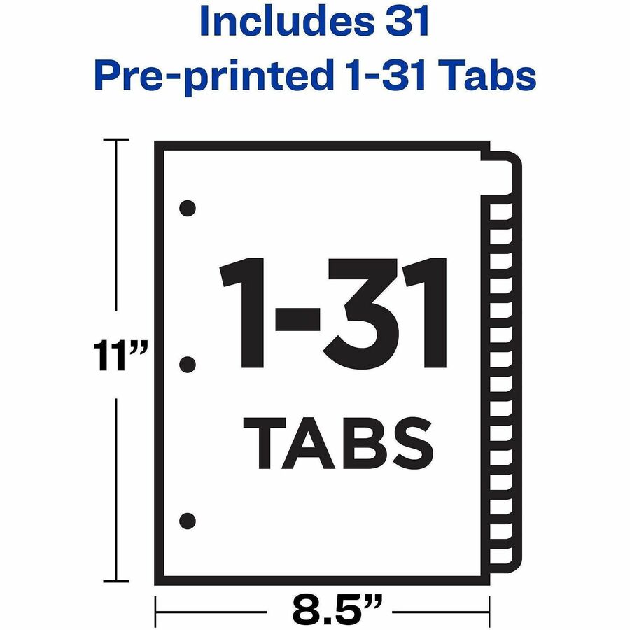 Avery® Preprinted Tab Dividers - Gold Reinforced Edge