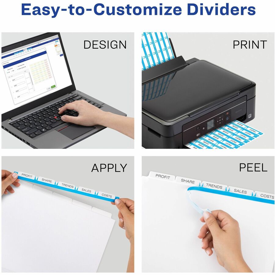 Avery® Print & Apply Label Unpunched Dividers - Index Maker Easy Apply Label Strip