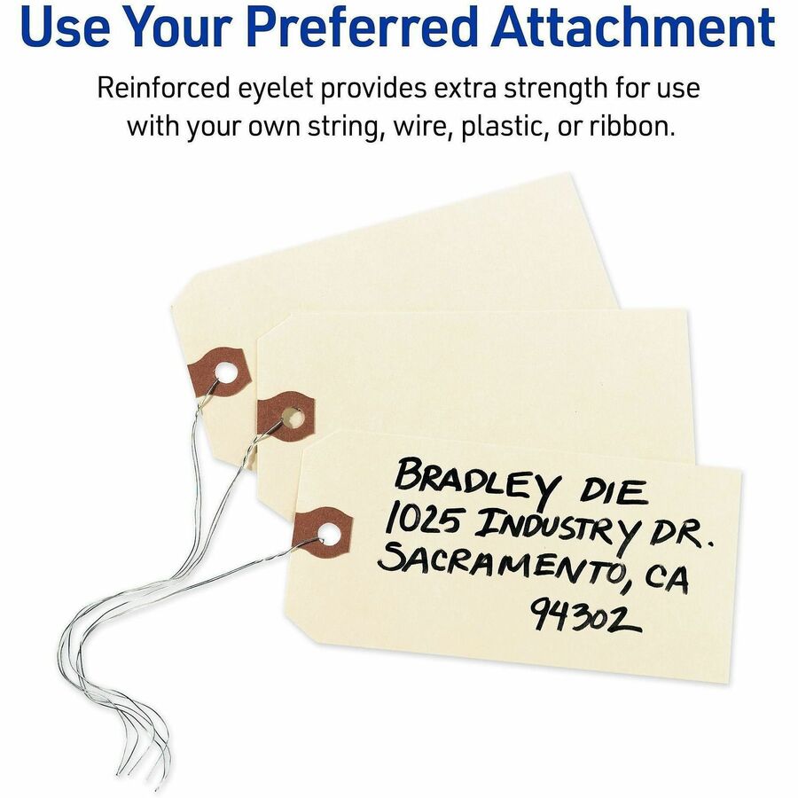 Avery® Unstrung Shipping Tags, 11.5 pt. Stock, 4-3/4" x 2-3/8" , 1,000 Manila Hang Tags