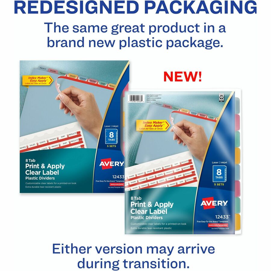 Avery® Print & Apply Translucent Dividers