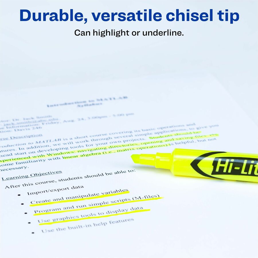 Avery® Hi-Liter, Desk-Style, Fluorescent Yellow, 12 Count (24000)