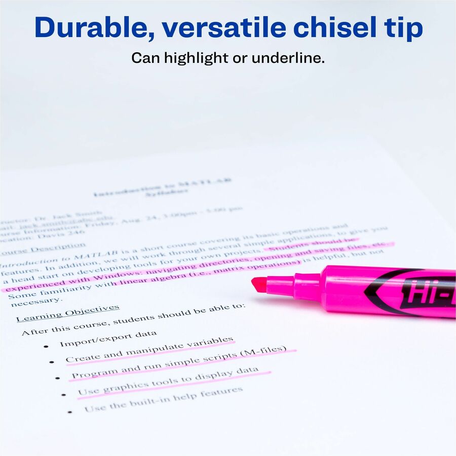 Avery® Hi-Liter, Desk-Style, Fluorescent Pink, 12 Count (24010)