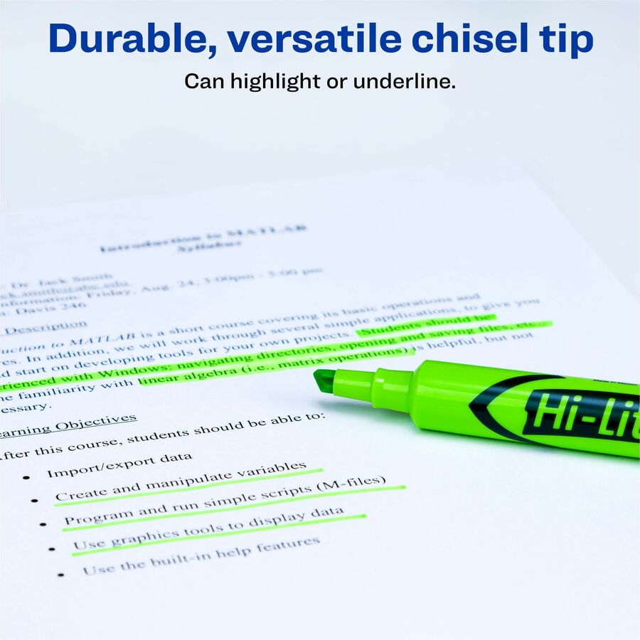 Avery® Hi-Liter, Desk-Style, Fluorescent Green, 12 Count (24020)