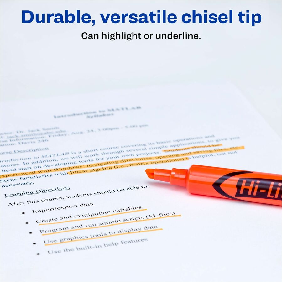 Avery® Hi-Liter Desk-Style, Fluorescent Orange, 12 Count (24050)