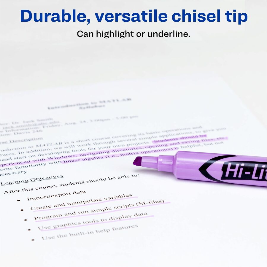 Avery® Hi-Liter®, Desk-Style, Fluorescent Purple, 12 Count (24060)