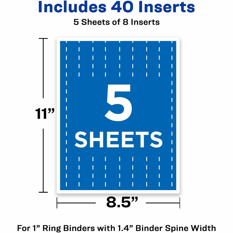 Avery® Binder Spine Inserts, 1 Inch Binders, 40 Inserts (89103)