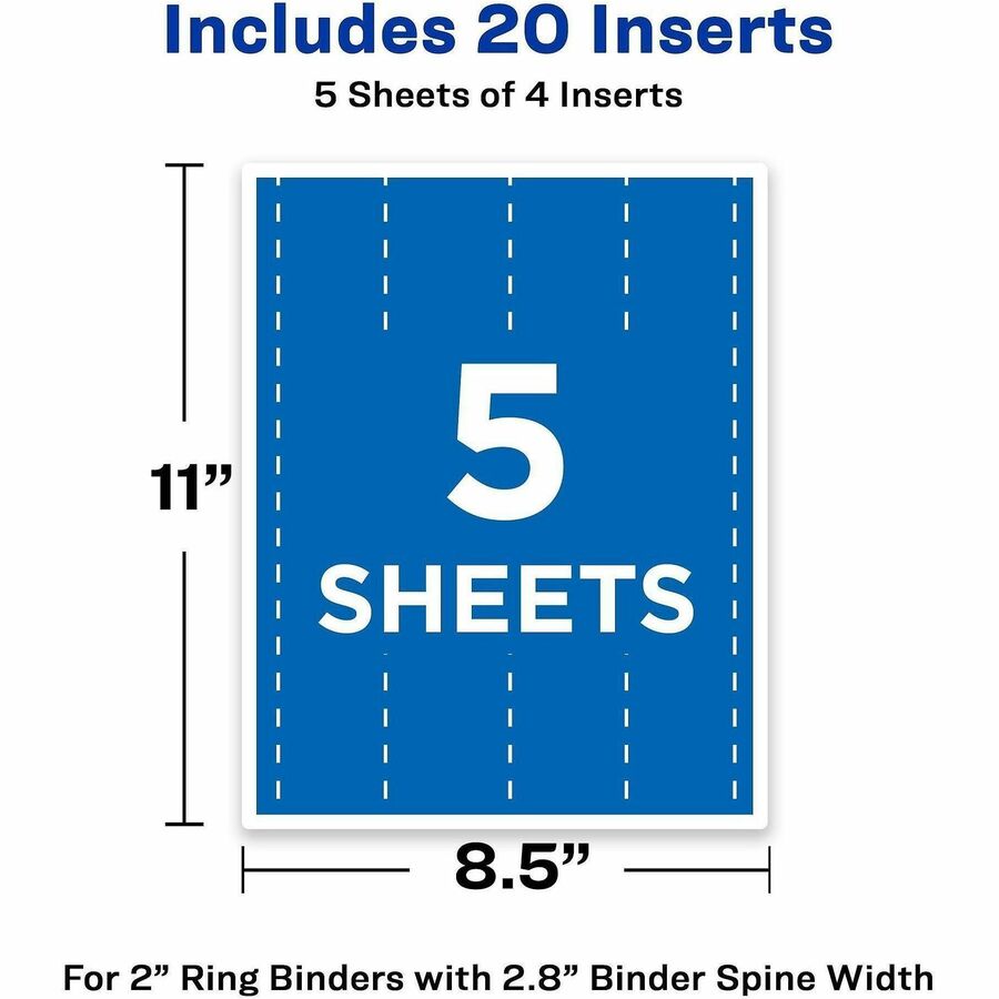 Avery® Binder Spine Inserts, 2 Inch Binders, 20 Inserts (89107)