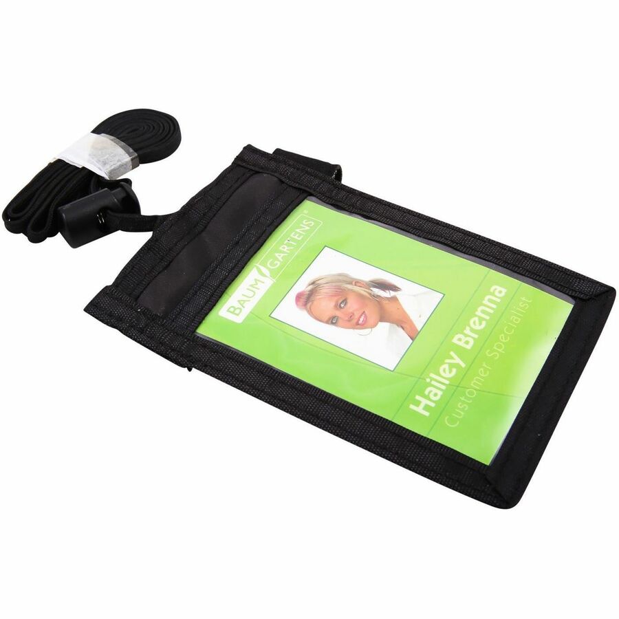 SICURIX ID Neck Pouch Badge Holder Vertical Adjustable Cord Black (55120)