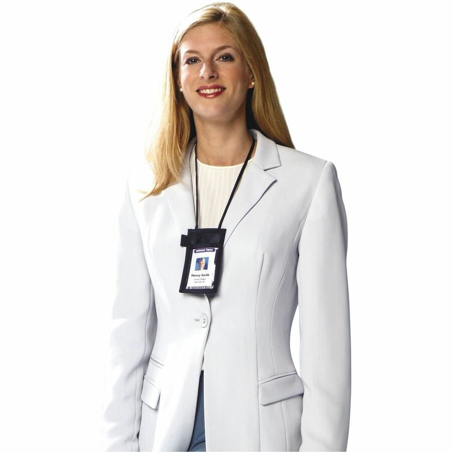 SICURIX ID Neck Pouch Badge Holder Vertical Adjustable Cord Black (55120)