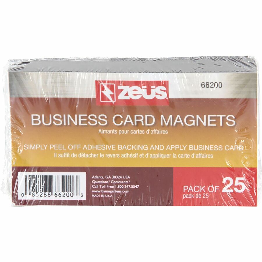 Zeus Adhesive Backed Business Card Magnets 3 1/2" x 2" 25 Pack White