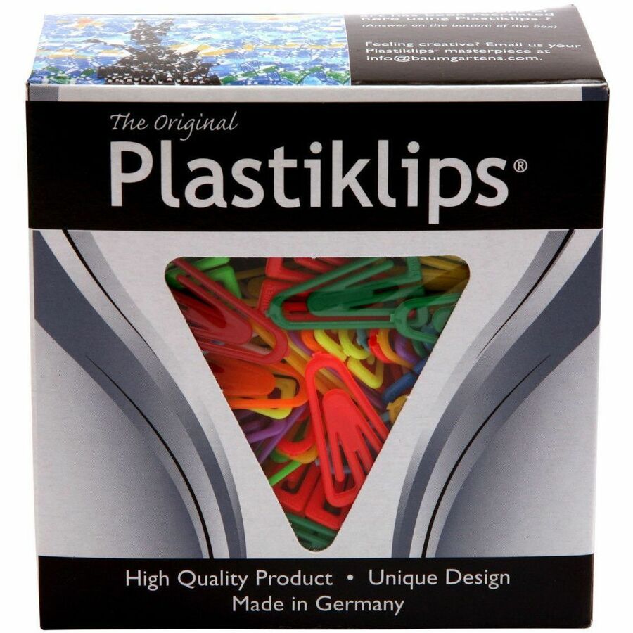 Plastiklips Paper Clips Medium Size 500 Pack ASSORTED Colors (LP-0300)