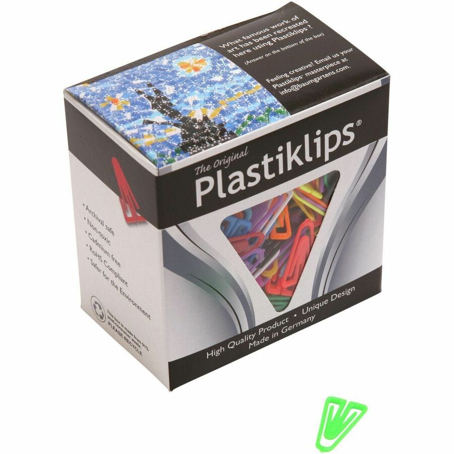 Plastiklips Paper Clips Medium Size 500 Pack ASSORTED Colors (LP-0300)