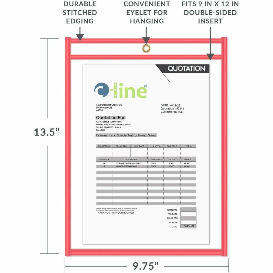C-Line Neon Colored Stitched Shop Ticket Holders