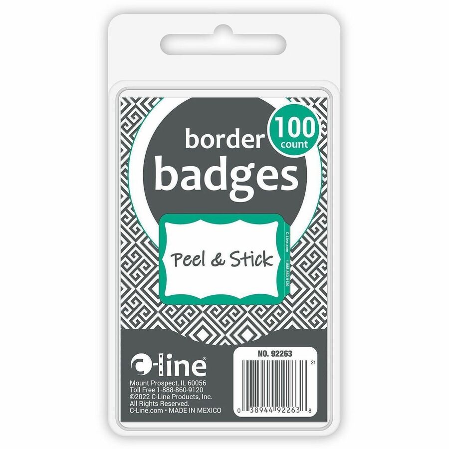 C-Line Self-adhesive Color Border Name Badges
