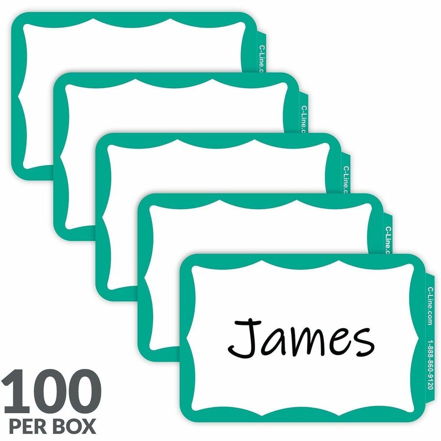 C-Line Self-adhesive Color Border Name Badges