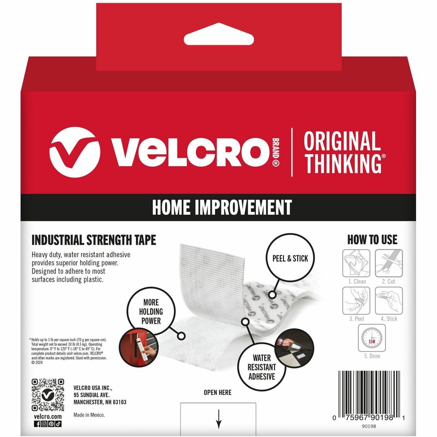 VELCRO® Industrial Strength 15ft x 2in Roll White