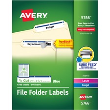Avery&reg; Extra-Large File Folder Labels - TrueBlock - Sure Feed