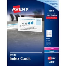 Avery® Laser, Inkjet Print Printable Index Card - 30% Recycled