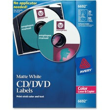 Avery® CD/DVD Labels with 60 Spine Labels - Print-to-the-Edge
