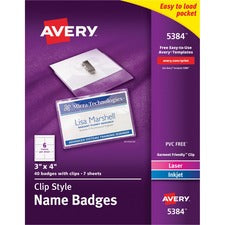 Avery&reg; Laser, Inkjet Print Laser/Inkjet Badge Insert