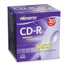 Memorex CD Recordable Media - CD-R - 48x - 700 MB - 30 Pack Slim Jewel Case