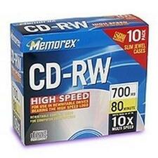 Memorex CD Rewritable Media - CD-RW - 700 MB - 10 Pack Slim Jewel Case