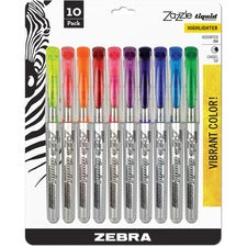 Zebra Pen Zazzle 10-color Fluorescent Highlighters Set