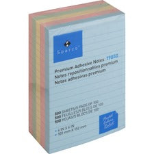 Sparco Assorted Pastels Ruled Adhesive Notes