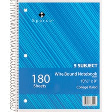 Sparco Wirebound College Ruled Notebooks