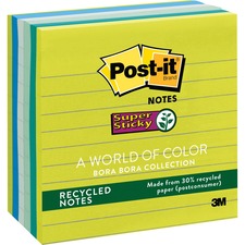 Post-it&reg; Super Sticky Lined Notes - Bora Bora Color Collection