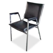 Lorell Plastic Arm Stacking Chairs - 4/CT