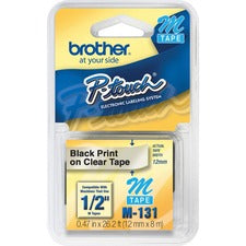 Brother P-touch System 1/2" Black on Clear M Tape
