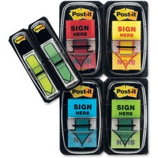 Post-it&reg; Message Flag Value Pack - 4 Dispensers Plus Two 1/2"W Flags