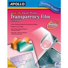 Apollo&reg; Quick Dry Universal Ink Jet Printer Film, Color, 50 Sheets