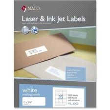 MACO White Laser/Ink Jet Address Label