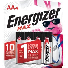 Energizer MAX Alkaline AA Batteries, 4 Pack