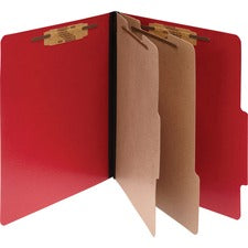 ACCO® ColorLife® PRESSTEX® 6-Part Classification Folders, Letter, Red, Box of 10