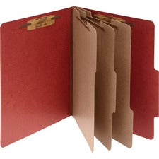 ACCO® Pressboard 8-Part Classification Folders, Legal, Earth Red, Box of 10
