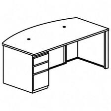 Mayline Corsica Veneer Bowfront Desk - 3-Drawer