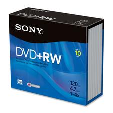 Sony DVD Rewritable Media - DVD+RW - 8x - 4.70 GB - 10 Pack Jewel Case