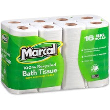 Marcal 100% Recycled, Soft & Absorbent Bathroom Tissue