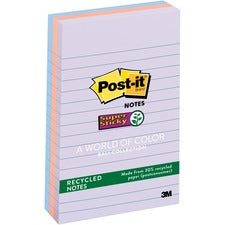 Post-it&reg; Super Sticky Lined Recycled Notes - Bali Color Collection