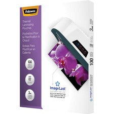 Fellowes Thermal Laminating Pouches - ImageLast™, Jam Free, Letter, 3 mil, 100 pack