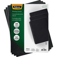 Fellowes Expressions&trade; Linen Presentation Covers - Oversize, Black, 200 pack