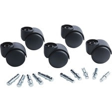 Master Manufacturing Deluxe Hooded Futura 2-3/16" - 5 Caster Set, Fits Euro-Style Office Chairs, For Carpeting, 1-1/2" Neck, 7/16" B & 3/8" K Stem