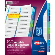 Avery&reg; Ready Index Double-Column Dividers - Customizable Table of Contents