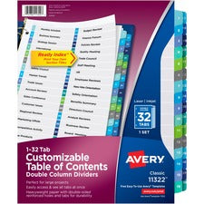 Avery&reg; Ready Index Double-Column Dividers - Customizable Table of Contents