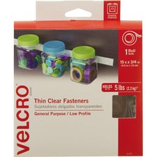 VELCRO Brand Thin Clear Fasteners 15ft x 3/4in Roll Clear