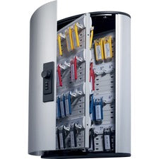 DURABLE&reg; Brushed Aluminum Combo Lock 72-Key Cabinet
