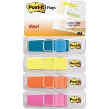 Post-it&reg; 1/2"W Highlighting Flags in Bright Colors - 4 Clear Dispensers